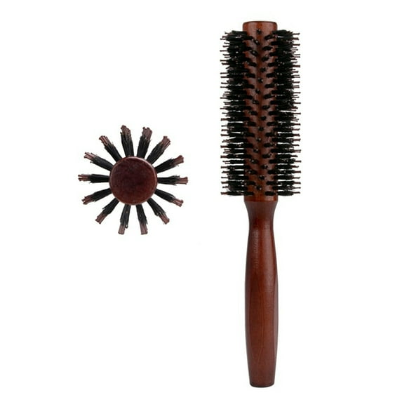 Wooden Handle Bristles Round Brush Portable Anti-static Thin Thick Long Straight Curly Hair Brush Women Hair Styling Detangling Comb