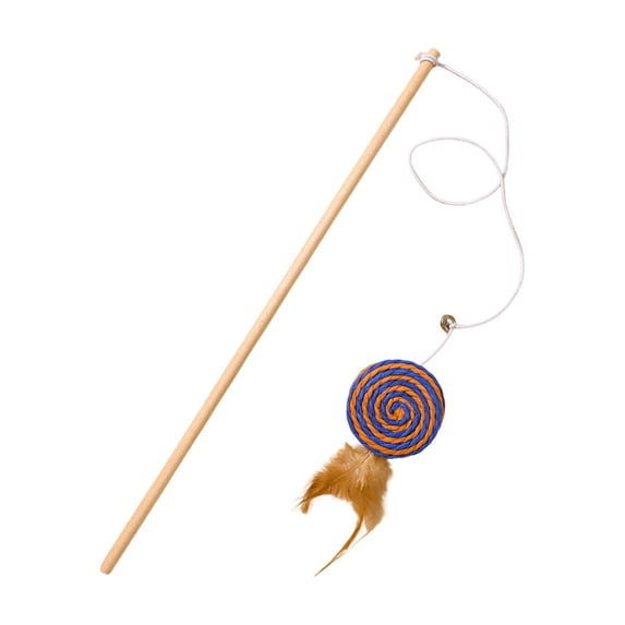 Wooden Handle Cat Teaser Wand, Linen And Feather Cat Toy, For Indoor Interactive Play And Bonding With Cats, Durable Pet Entertainment Toy