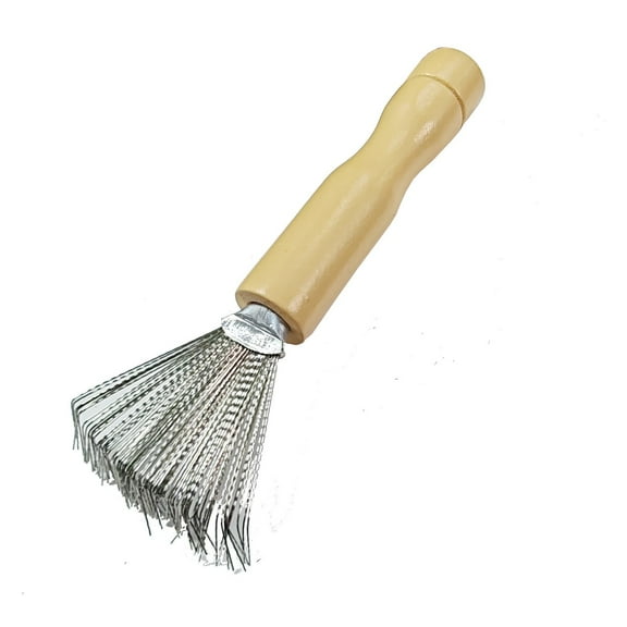 Wooden Handle Comb Cleaner Brush With Stainless Steel Teeth Removes Hair And Debris From Hairbrushes Portable And Easy To Use