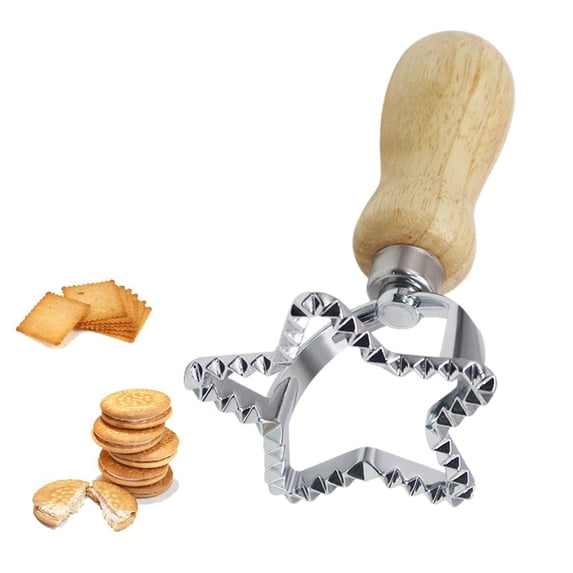 Wooden Handle Cookie Cutter Set Fluted Edge Pastry Mold For Making Decorative Cookies Dumplings And Pasta Edges Baking Tools For Holiday Treats And Party Snacks