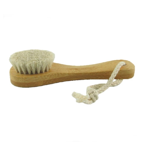 Wooden Handle Dry Facial Cleansing Brush, Natural Soft Bristle Face Exfoliator for Sensitive Skin, Gentle Dry Brush for Removing Dead Skin & Impurities, Friendly Skincare Tool