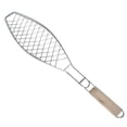 thumbnail image 1 of Wooden Handle Fish Grill Net Clamp Stainless Steel Mesh Outdoor BBQ Tool Versatile, 1 of 7