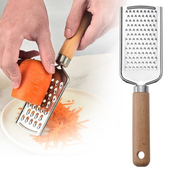 Wooden Handle Kitchen Gadgets Set Stainless Baking Grater Shredder Multifunctional Small Kitchen Utensils Cheese Vegetable Garlic Nut Grater Shredding Tool For Home Baking