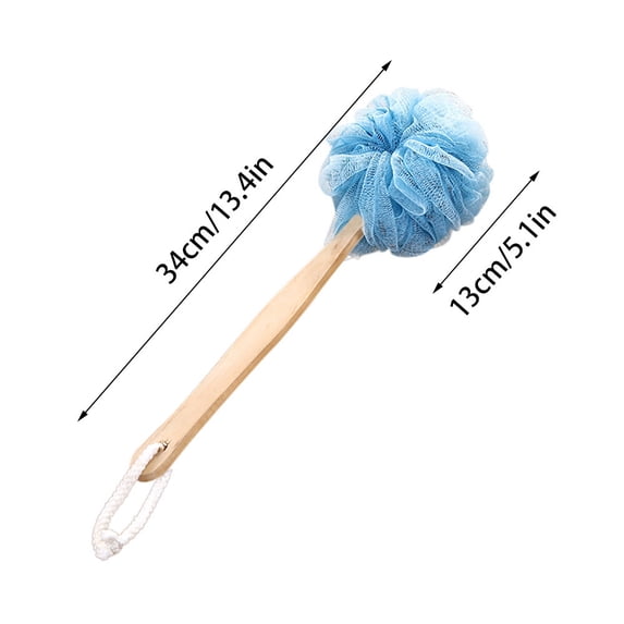 Wooden Handle Mesh Bath Loofah Shower Brush, Hanging Body Cleansing Bath Sponge, Multipurpose Exfoliating Washing Brush for Daily Shower Use
