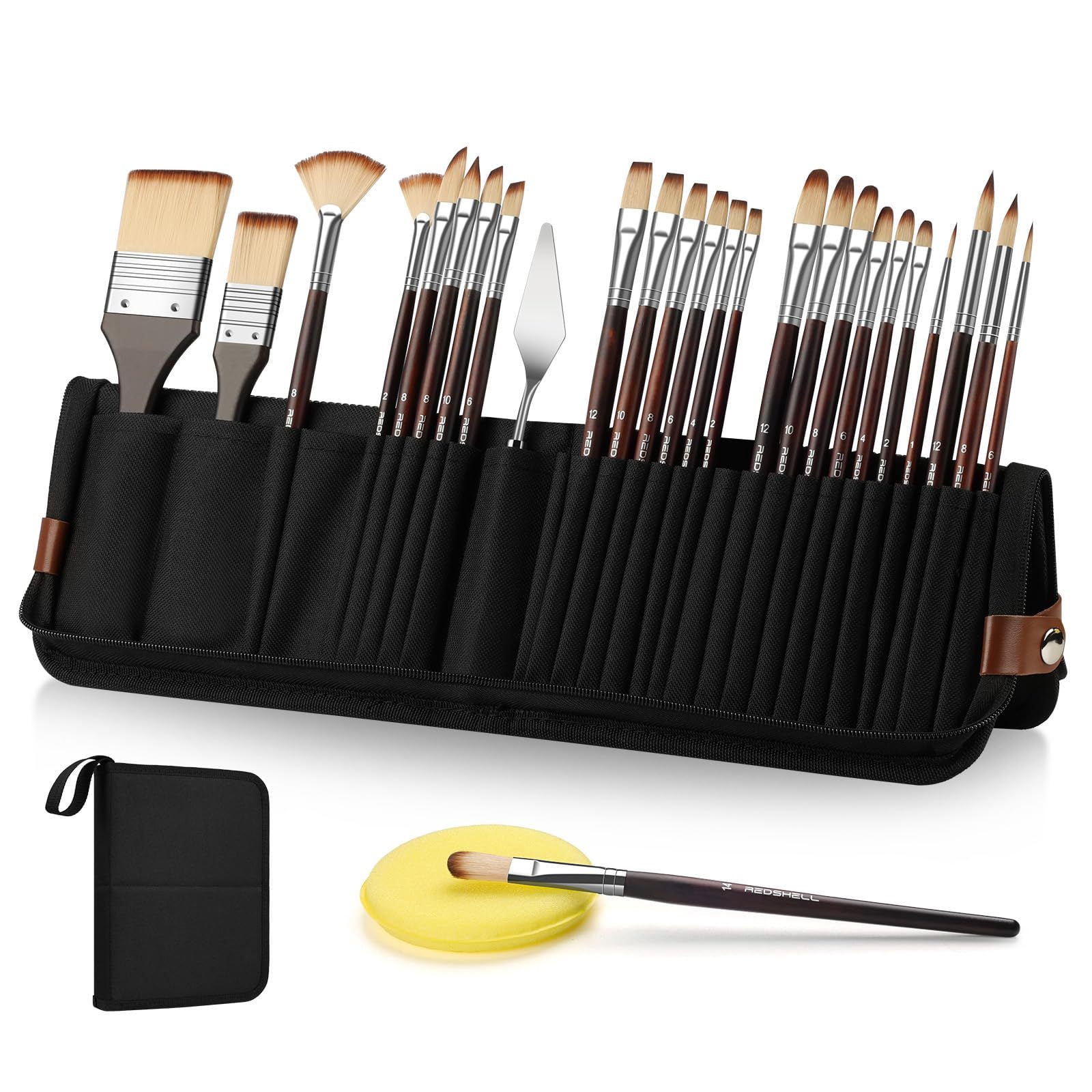 Wooden Handle Paint Brush Set, Portable Art Painting Brushes for Watercolor Acrylic Gouache, Multipurpose Art Supplies for Beginners and Artists
