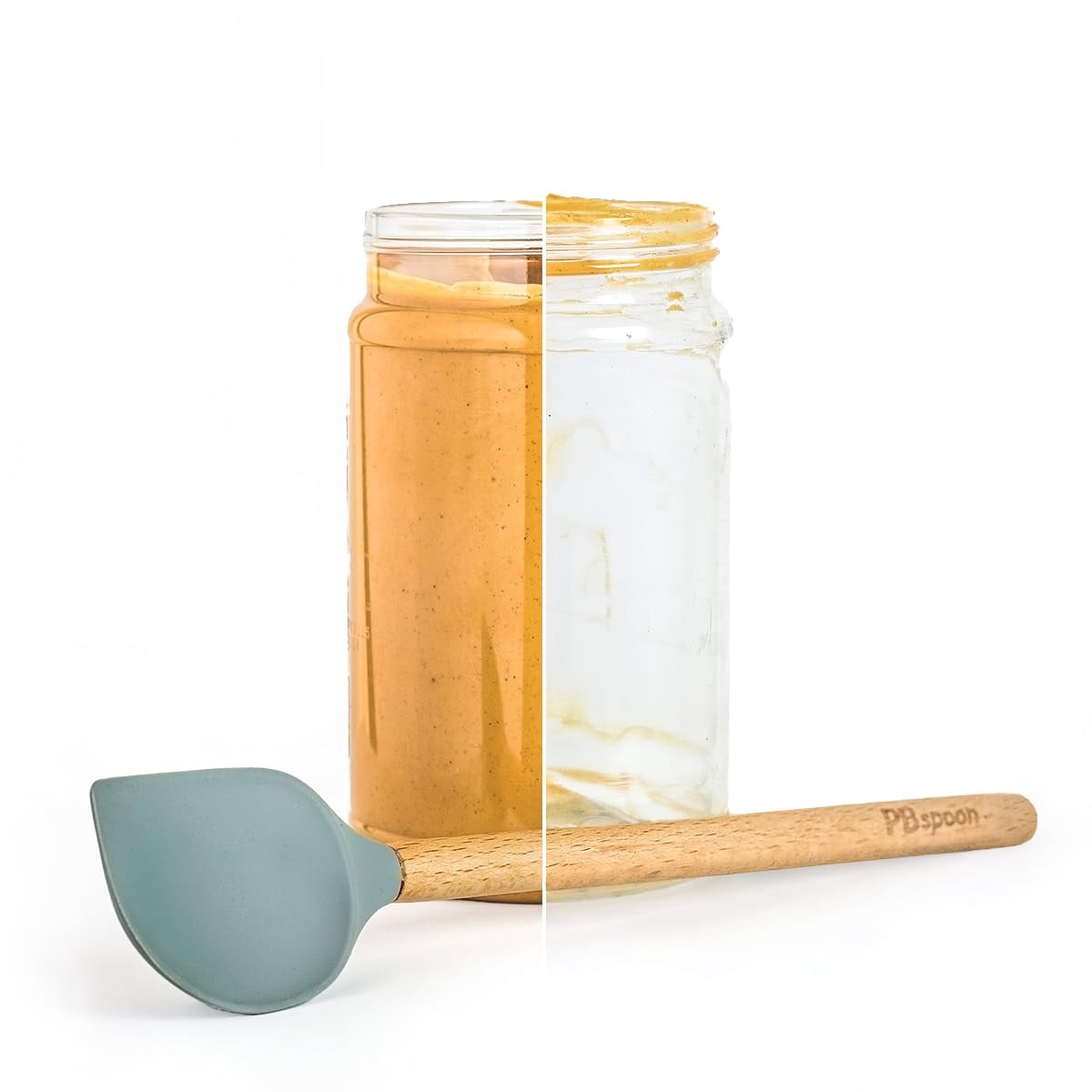 Wooden Handle Peanut Butter Spoon with Silicone Spatula for Scraping ...