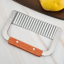 Wooden Handle Potato Cutter, Stainless Steel Wolf Tooth Knife, Multi-functional Vegetable Slicer, Serrated Blade, Easy to Clean, for Potato & Vegetable Cutting