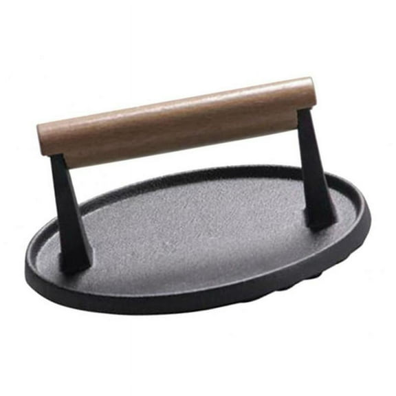 Wooden Handle Press Steak Weight, Black Hamburger Press Grilling Burger Tender