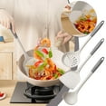 thumbnail image 1 of Wooden Handle Silicone Cooking Spoon Set, Heat Resistant up to 482°F, Non-Scratch Kitchen Utensils, Soup Spoon & Colander for Nonstick Pots, Easy Clean, Food Grade Kitchenware, 2-Piece Set, 1 of 3
