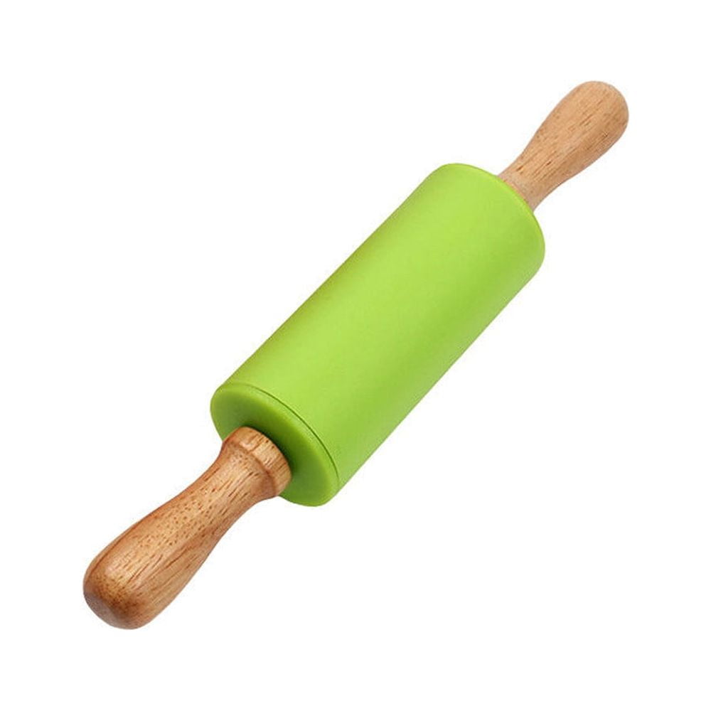 Wooden Handle Silicone Rollers Rolling Pin Kid Kitchen Cooking Baking ...