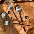 thumbnail image 1 of Wooden Handle Silverware Set, 18-Piece Stainless Steel Flatware Set Service for 4, Satin Finish Tableware Cutlery Set for Home and Restaurant, Dishwasher Safe (6A+6B+6C), 1 of 7