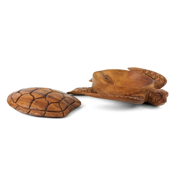 Wooden Handmade Turtle Bowl with Lid Kitchen Dining Decorative Centerpiece Hand Carved Decoration Handcrafted Wood Serving Tortoise Size: 12" long x 9.5" deep x 4" tall