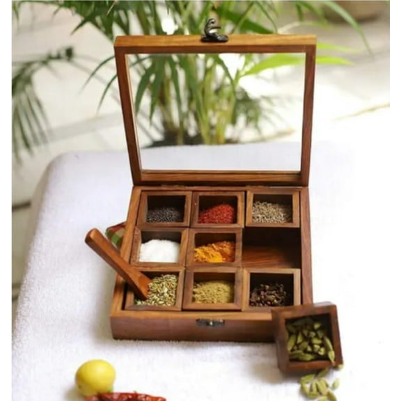 Wooden Handmade classical vintage style spice storage boxes handmade wooden spice racks