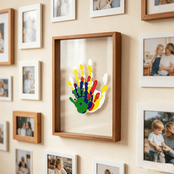 Wooden Handprint Frame Kit, Acrylic Paint & Clay Set, DIY Keepsake for Loved Ones