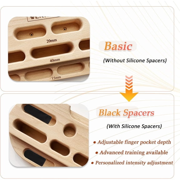 Wooden Hangboard Rock Climbing with Adjustable Spacers for Finger Strength Training