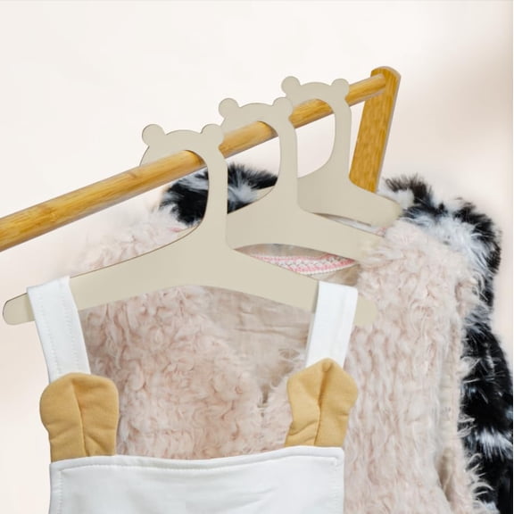 Wooden Hangers for Baby Closet - Natural Hanger Clothes & Pants Anti-Slip Wood Usable Newborn to Toddler BabyCloset Organizer, ChildrenHangers, PetHangers (10Pcs 3mm)