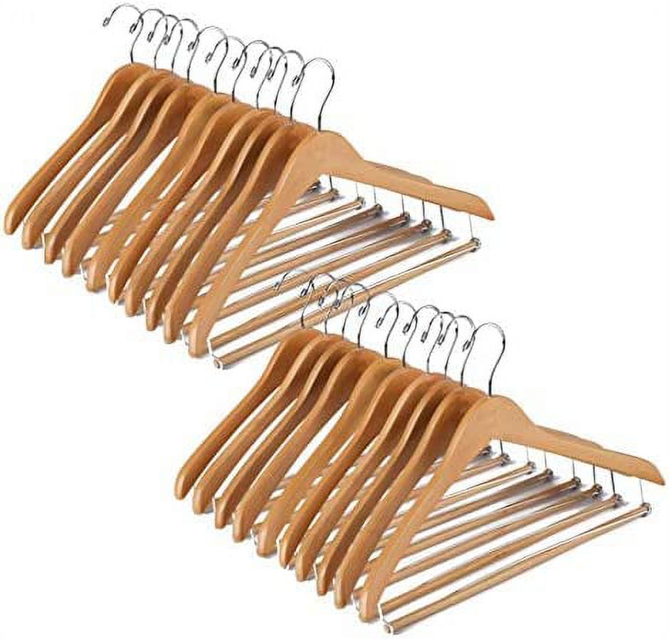Wooden Hangers Beautiful Sturdy Suit Coat Hangers with Locking Bar