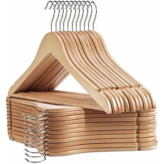 Wooden Hangers Clothes Hangers Slim Wood Hanger Coat Hanger for Closet,Hanger with Extra Smooth Finish,Hangers for Shirt Suit Dress 20 Pack Natural