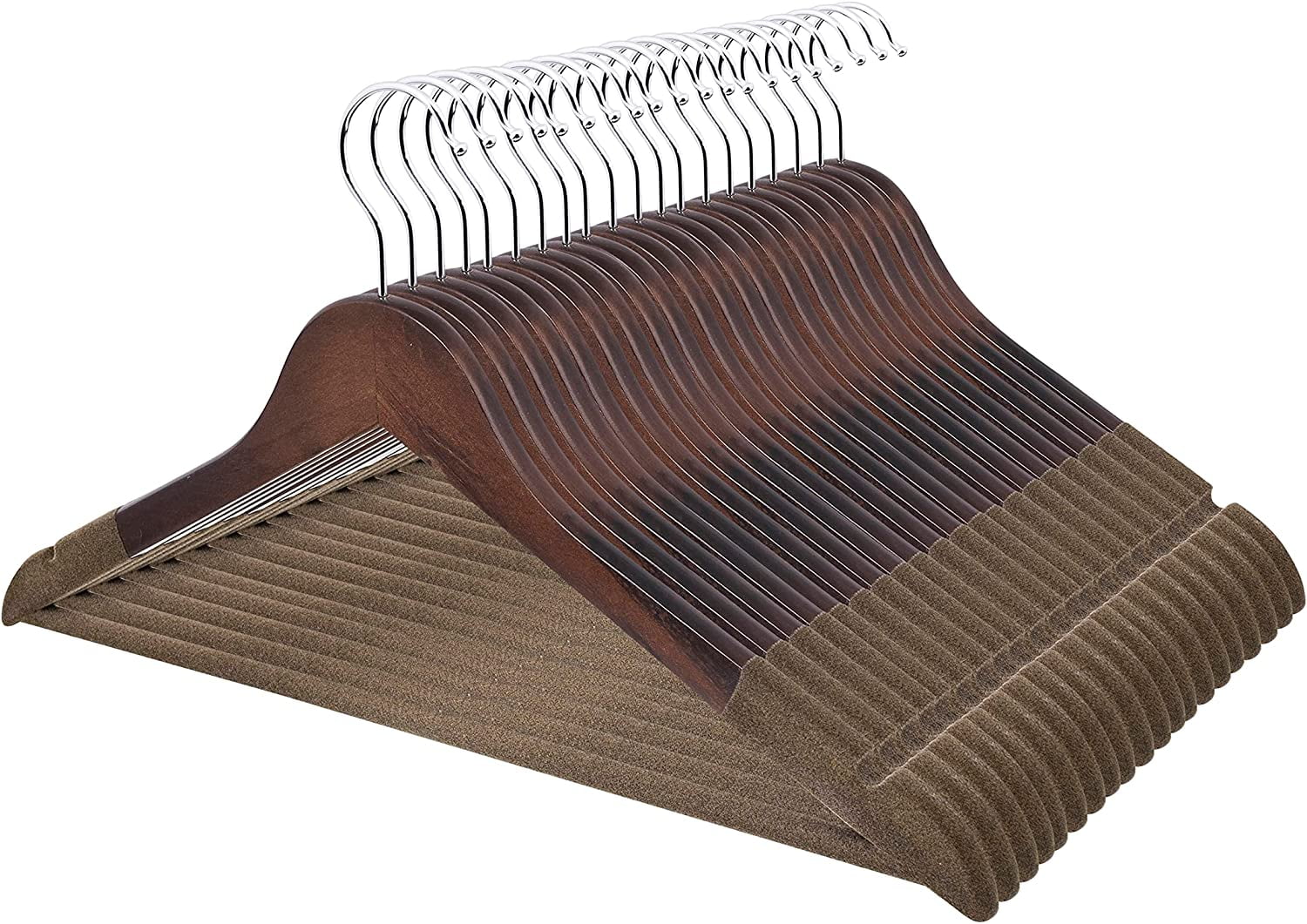 Wooden Hangers - Non Slip Luxury Natural Lotus Wood & Velvet Suit & Pants Hangers - 360 Rotating Hooks