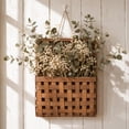thumbnail image 1 of Wooden Hanging Basket, Wall Mounted Storage Basket, Wall Flower Arrangement Decor, Hand Woven Breathable Hollow Out Structure, Multi-Purpose Wall Pendant for Wall Decoration and Storage, 1 of 7