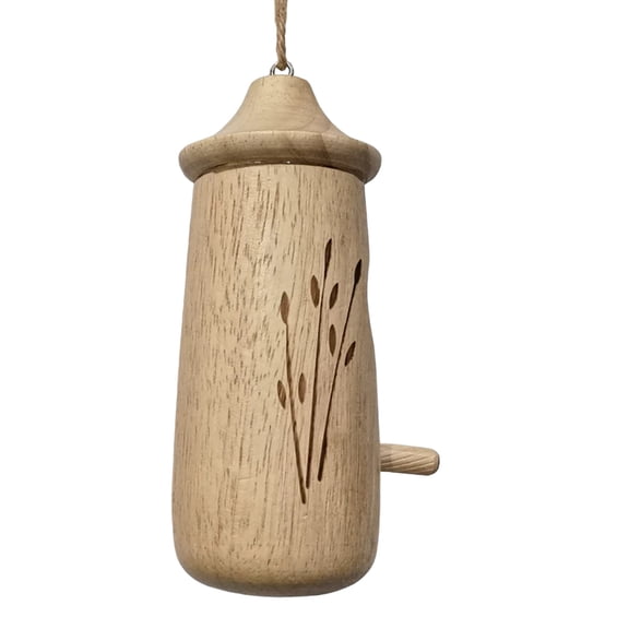 Wooden Hanging Birdhouse Outdoor Country Garden Decor with Rope Natural Bird Nest A, Nesting Box Natural Wood Construction Rustic Charm Ready to Hang Metal Ring & Rope Included, By Kingtowag