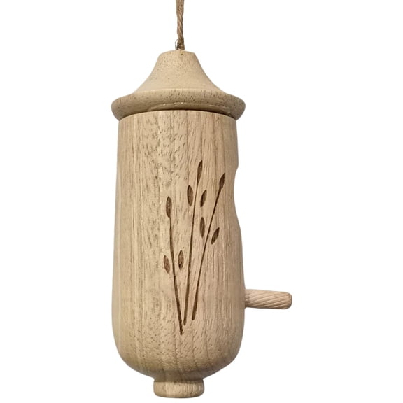 Wooden Hanging Birdhouse Outdoor Country Garden Decor with Rope Natural Bird Nest B, Nesting Box Natural Wood Construction Rustic Charm Ready to Hang Metal Ring & Rope Included, By Kingtowag