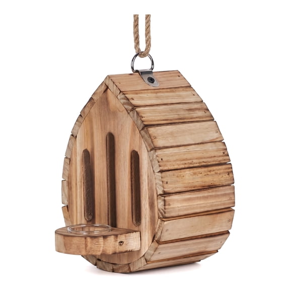 Wooden Hanging Butterfly House with Feeder, Natural Garden Habitat for Butterflies & Bees