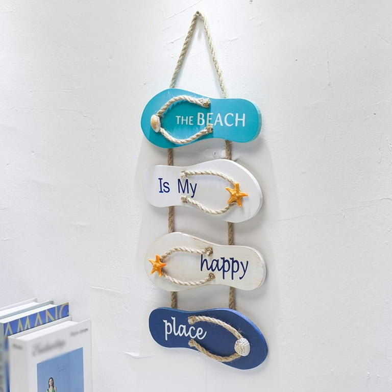 Wooden Hanging Decorations Beach Flip Flops Wall Decor Hanging Decor Nautical Theme Home Decor