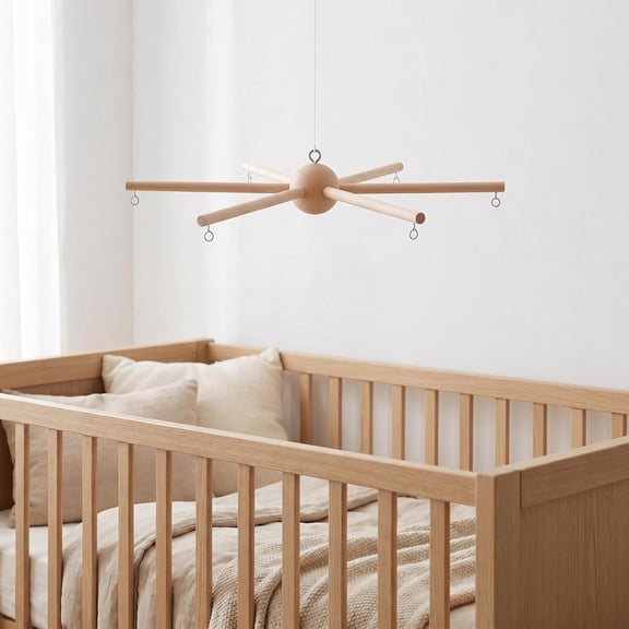 Wooden Hanging Frame, Multi Arm Wind Hanging Stand, Ornament Skeleton Kit for Nursery Bedside Home Decoration