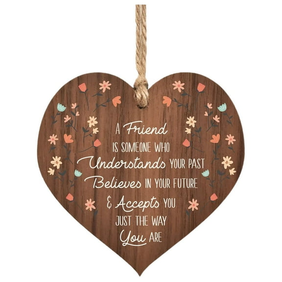 Wooden Hanging Heart Plaque,Friendship Plaques Crafts, Friends That are Family Sign Plaques, Wooden Hanging Sign with Sayings for Home Wall Door Decor