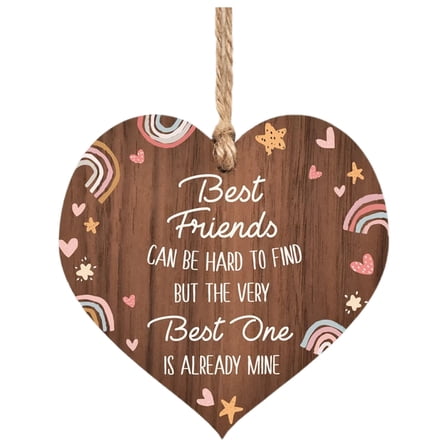 Wooden Hanging Heart Plaque,Friendship Plaques Crafts, Friends That are Family Sign Plaques, Wooden Hanging Sign with Sayings for Home Wall Door Decor