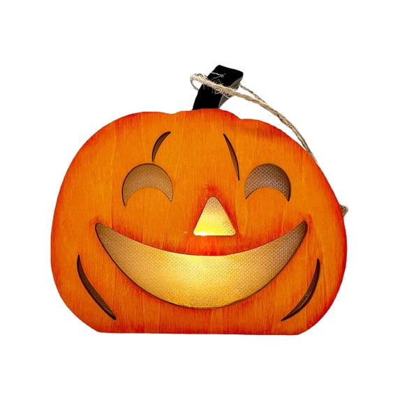 Wooden Hanging Ornament Halloween Decorations With LED Lights For Indoor Outdoor Party Home Garden Table Mantel Scary House Decor
