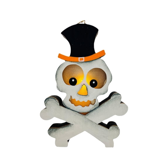 Wooden Hanging Ornament Halloween Decorations With LED Lights For Indoor Outdoor Party Home Garden Table Mantel Scary House Decor