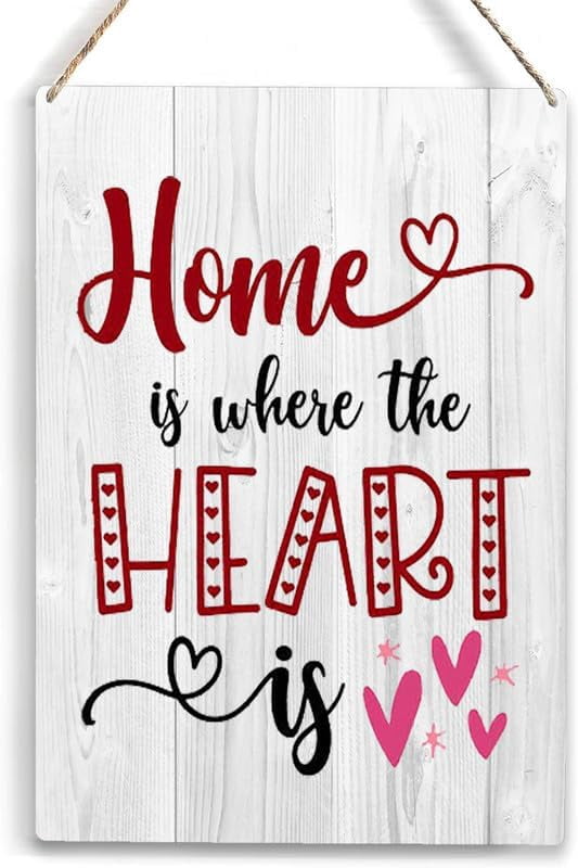Wooden Hanging Sign Home Is Where The Heart Is,Valentine's Day Decor ...