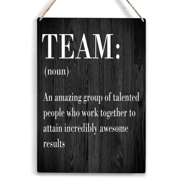 Team Rotate Sign Wooden Hanging Sign Inspirational Team Noun - Office Team Decor ...