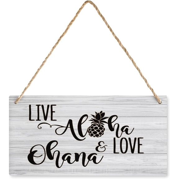Wooden Hanging Sign Live Aloha & Love Ohana Wall Art Inspirational Wall Decor For Bedroom Motivational Wall Art Wood Wall Sign Home Decoration 12X6 Inch