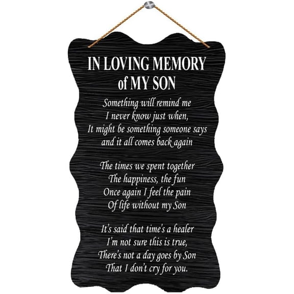 Wooden Hanging Sign In Loving Memory Of My Son Wooden Sign Wall Decor, Bathroom Wall Art Farmhouse Bathroom Sign Wood Hanging Decorative For Bathroom Gift For Home 12X6 Inch