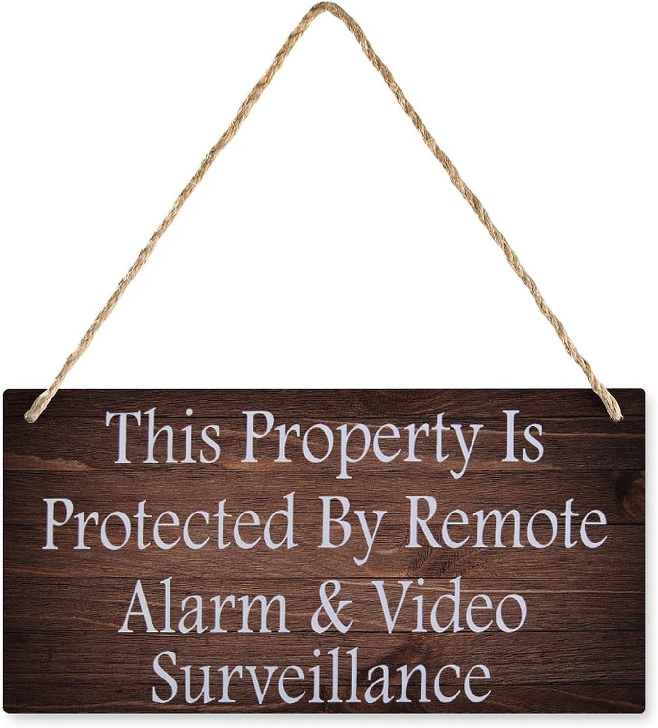 Wooden Hanging Sign Property Protected Remote Alarm Video Surveillance ...