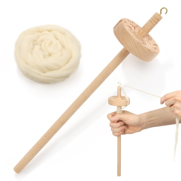 Wooden Hardwood Drop Spindle Top Whorl Yarn Spinner Wheel for Beginners & Advanced,Hand Spinning, Spin Roving into Yarn - Ideal for Sewing Projects with Wool