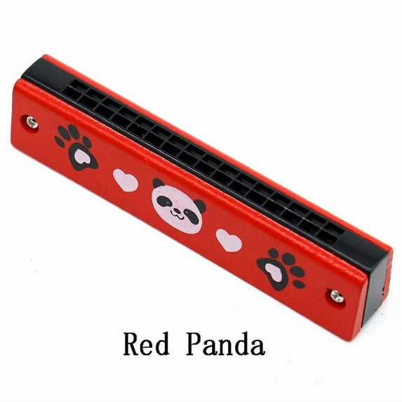 Wooden Harmonica Musical Instrument Toys Red Panda