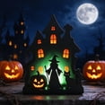 thumbnail image 1 of Wooden Haunted House Blow Mold Light Halloween Spooky Mansion Ornament Decor Witch Moon Ghost Haunted House, Wooden Mold Ornament, Warm Decor For Mantel, Entryway, Backyard Nook, 1 of 6
