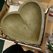 Wooden Heart Bowl | Hand-Etched Solid Wood Decorative Bowl with Card | Unique Gift Boxed Kitchen Fruit Bread Bowl | Home Table Decor | 10.5 x 10.5 x 2 in