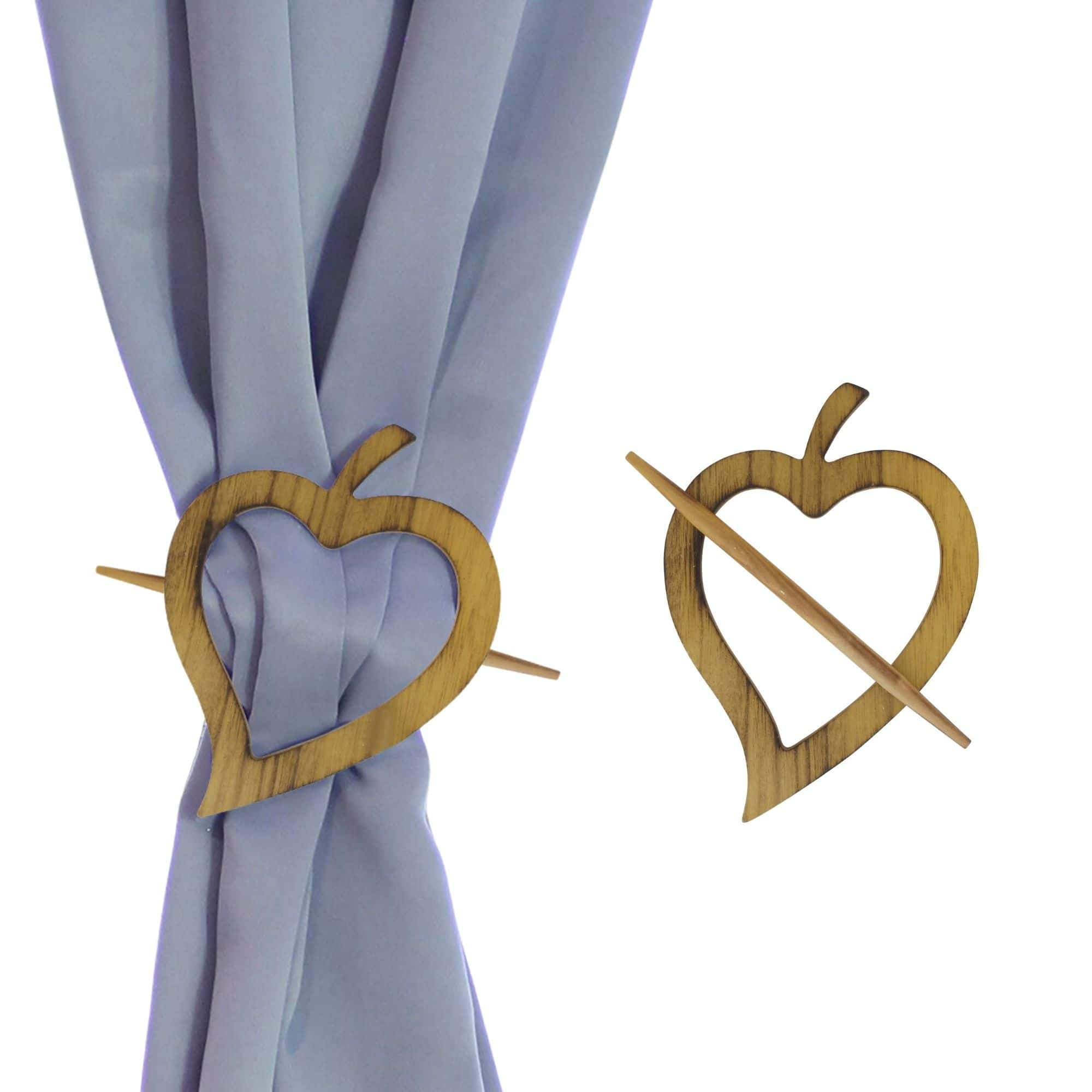 Natural Brown Wooden Heart Curtain Tieback - Decorative and Functional