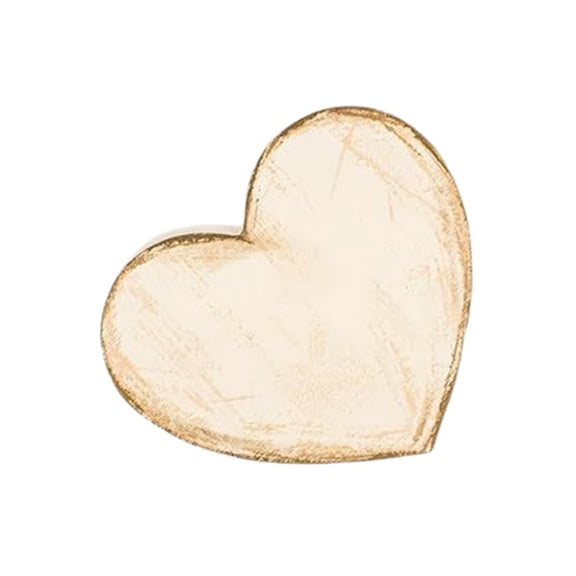 Wooden Heart Decor - Set 6 Rustic Valentines Day Decorations for Table White Shaped Red Distressed Heart Wood Sig