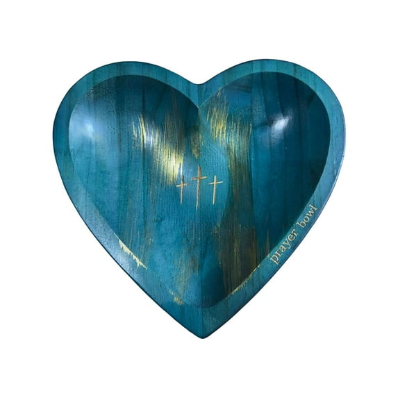 Wooden Heart Shaped Prayer Bowl, Religious Prayer Dough Bowl With Cross, Suitable For Christian Church Women Decoration Gift