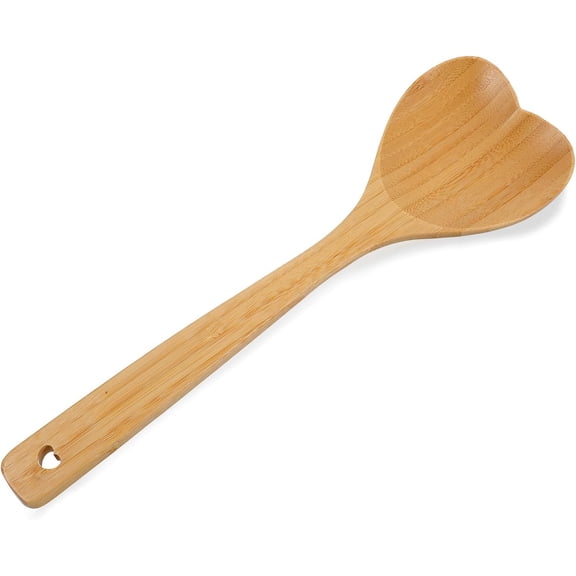 Wooden Heart Spoon, 11.8 Inch Heart Shaped Bamboo Spoon, Long Handle Love Spoons for Housewarming, Valentines, Birthday and Wedding, Kitchen Accessories for Cooks, Hostesses, Mom, Grandma and Wife