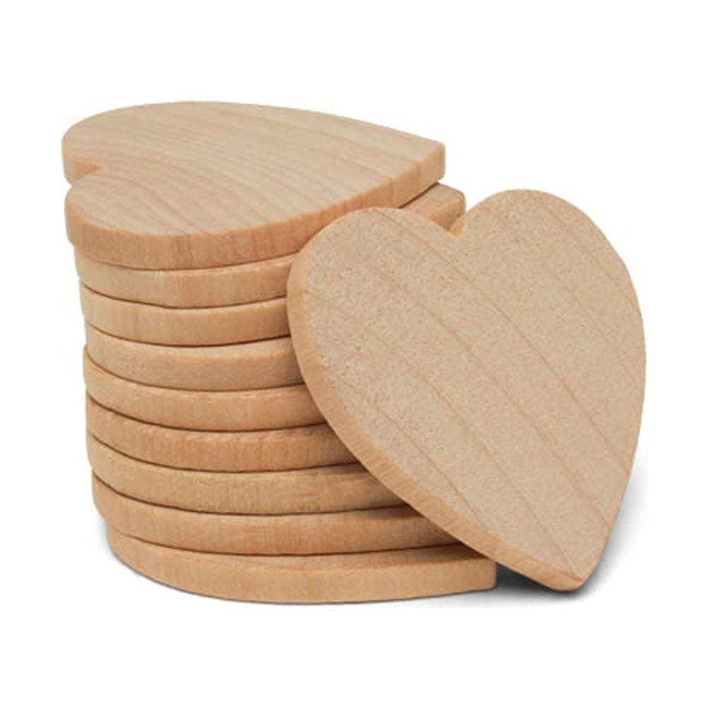 200 Pieces Wood Heart Cutouts Wooden Heart Slices Wooden Tree Pieces for  Art Craft Embellishments Ornaments Decoration for Wedding Valentine Crafts