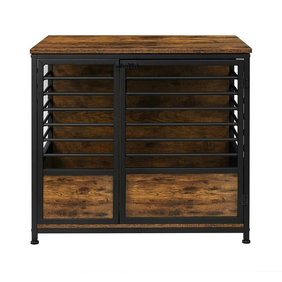 Wooden Heavy Duty Dog Crate Side Table Indoor Dog Kennel Brown Medium