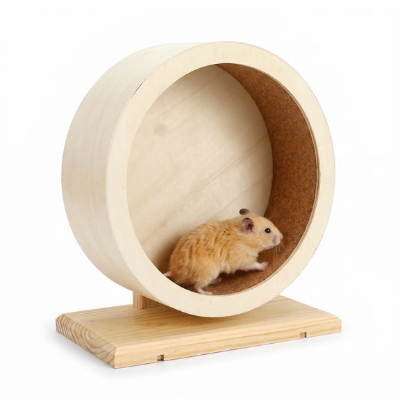 Wooden Hedgehog Running Wheel Mute Design Small Pet Running Toy 6.14 in 2.32 in 7.01 in