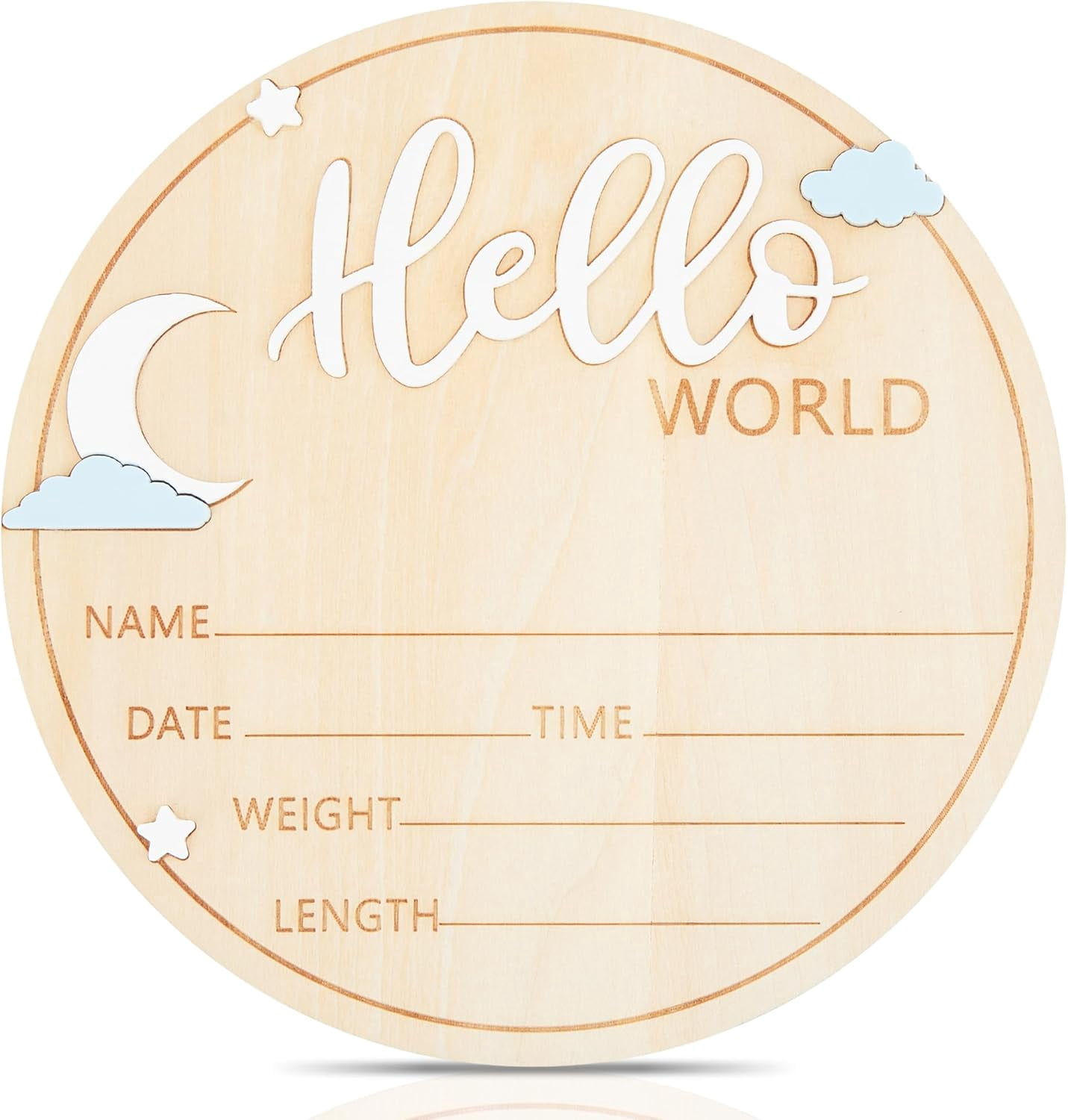 Wooden Hello World Newborn Sign – 5.9” Baby Birth Announcement Board ...